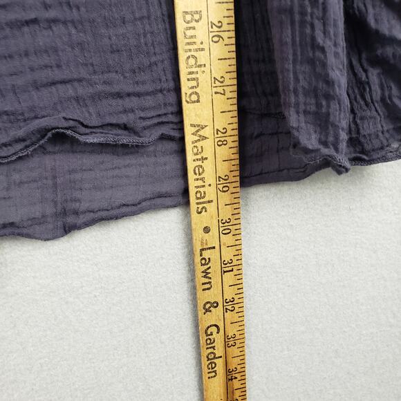 Free People XS Pleat Crepe Babydoll Blouse Black Dark Fairy Boho Renaissance - Picture 5 of 10